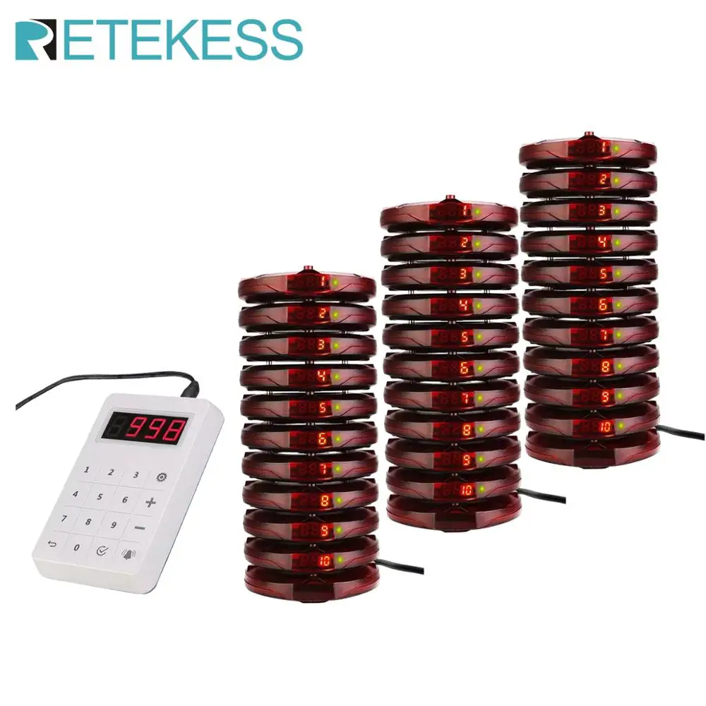 Пейджер Retekess TD158 для ресторана с 30 приемниками пейджерами пищевых продуктов