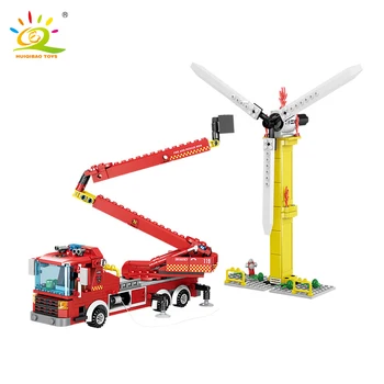 

400pcs 2in1 Fire Fighting Fold Engine Truck Building Blocks City Car Firemen Figures Bricks for Boy Gifts