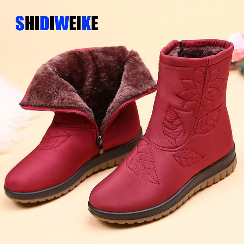 Женские ботинки; зимняя обувь; женские зимние ботинки с большой стелькой; высококачественные женские ботильоны на меху; Водонепроницаемая зимняя обувь; большие размеры 43