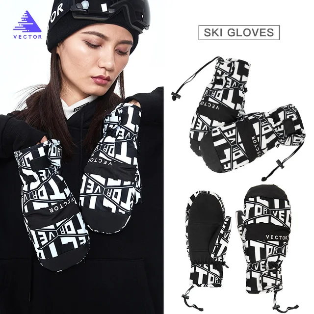 US $15.28 Extra Thick Men 2-IN-1 Mittens Ski Gloves Snowboard Women Snow Winter Sport Warm Waterproof Windpro