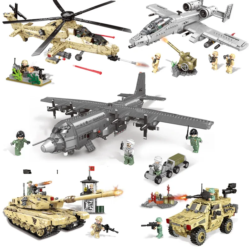 Günstig XINGBAO NEUE 06021 06026 WW2 Military Schlacht Serie Flugzeug Tank Hubschrauber Gepanzerte Auto Set Bausteine MOC Ziegel Jugetes