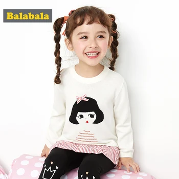 

Balabala Girls baby children sweater 2020 new spring sweater cotton long-sleeve round neck