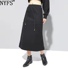 NYFS, Европейский, американский стиль, весна, стиль, женские юбки, Винтаж, saias, черный, Saia, Нижняя юбка, офисная юбка