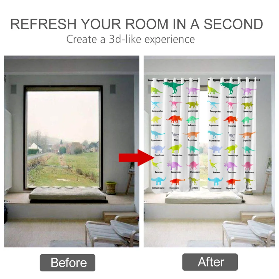 Затемненная занавеска с динозавром для детской комнаты, занавеска для спальни Юрского периода, занавеска С мультяшным рисунком на окно для мальчиков, цветные занавески