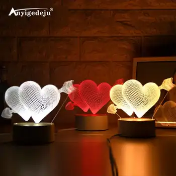 

One Arrow Through Heart 3D Lamp Creative Night Light Novelty Illusion Night Lamp Illusion Table Lamp For Home Decorative Light