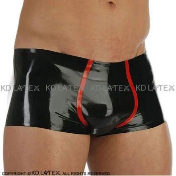 

Black With Red Trims On Front Sexy Latex Boxer Shorts Rubber Boy Shorts Underpants Underwear Pants DK-0122