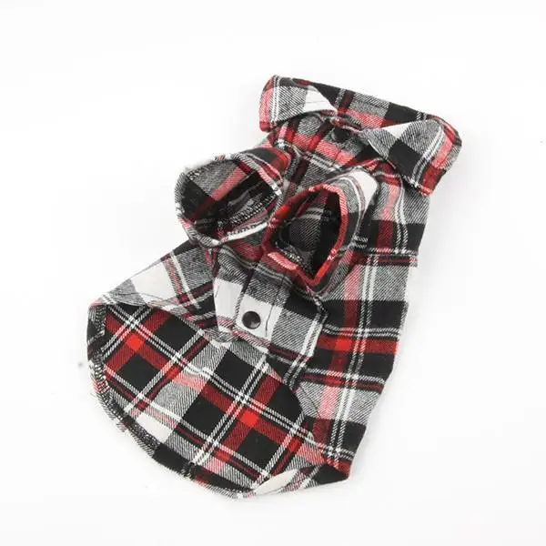 Одежда для собак, зимняя теплая одежда для домашних животных,, повседневная клетчатая рубашка на пуговицах с отворотом, куртка, хлопковая толстовка, S-XL - Цвет: Красный