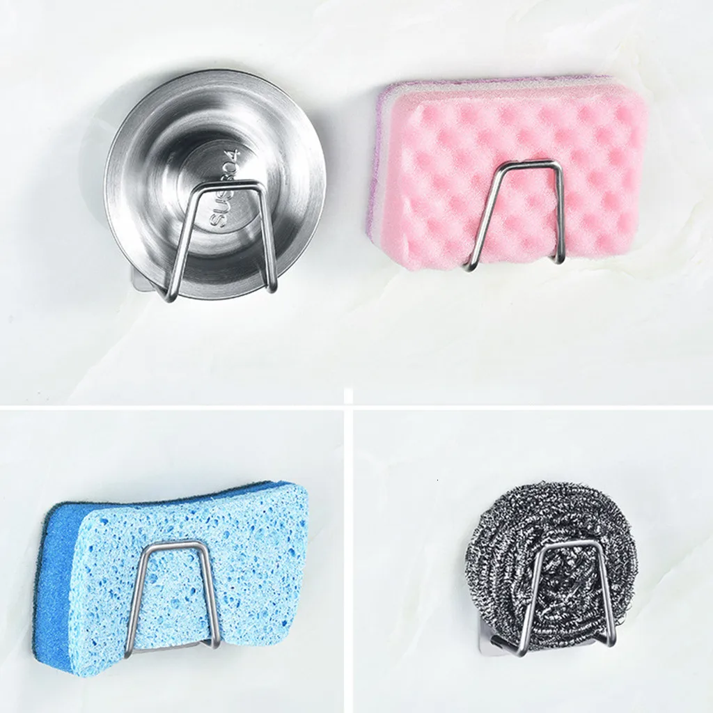 Kitchen Stainless Steel Kitchen Sponge Holder Brush Soap Dishwashing Liquid Drainer Kitchen Bathroom Sundries Organizers