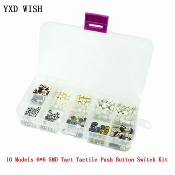 

100pcs/lot 10 Models 6*6 Tact Switch Tactile Push Button Switch Assorted Kit DIP 4P Micro Switch 6x6 Key Micro Switchs