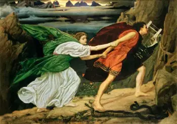 

Oil painting Edward John Poynter - Young lovers with snakes in landscape