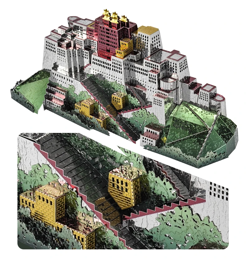 Microworld Potala Дворцовая модель, наборы, сделай сам, лазерная резка, головоломка, строительная модель, 3D металлическая головоломка, игрушки для взрослых, подарок