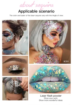 

Mermaid scales facial body sequin body milk flash paste eye shadow dazzling polarised stage makeup.