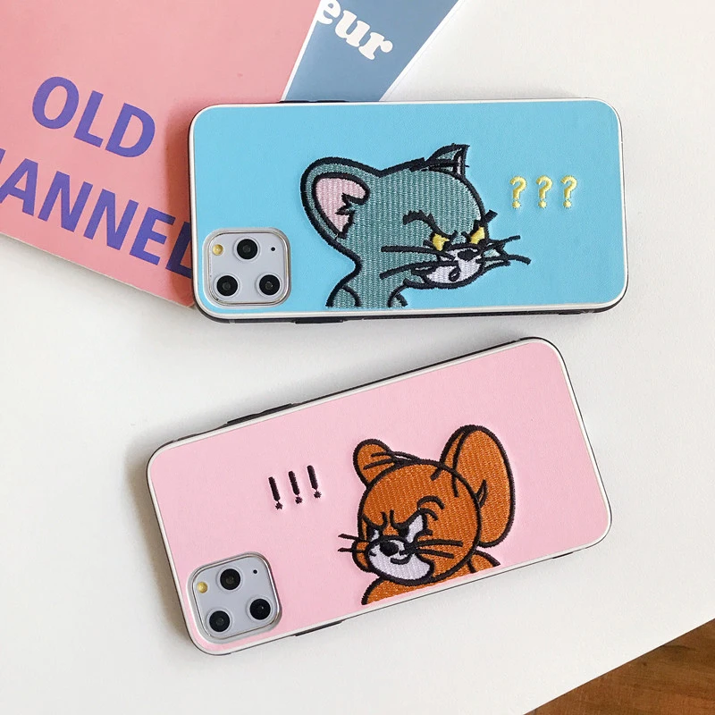 Чехлы для телефонов iphone 11Pro XS Max X XR чехол с мультяшной вышивкой в виде кошки мыши для iphone 11 6 6S 7 8 Plus задняя крышка fundas capa