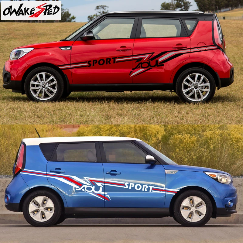 Наклейки для автомобиля s Sport Stripes Стайлинг Авто обе стороны двери Декор наклейки виниловые аксессуары для тела наклейка для KIA Soul
