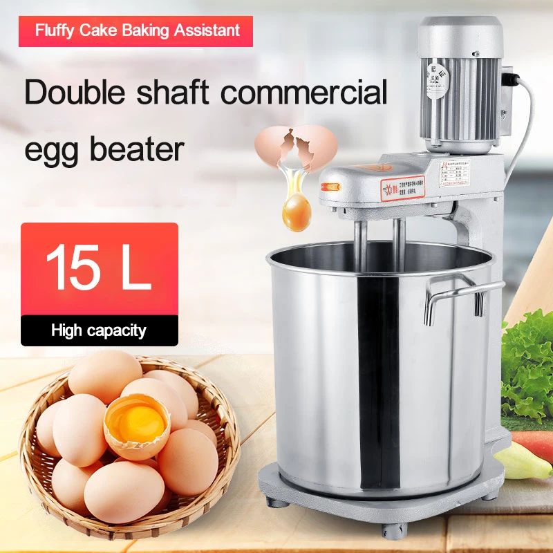 Easy Whisk Egg Beater 15-Liter Dual-Axis Desktop Egg Beater Commercial Electric Cake Mixer Flour Mixer Batter Egg Beater