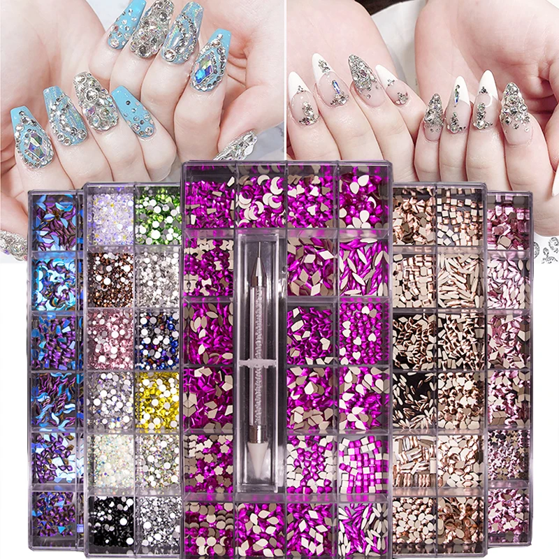 Кристальные украшения для ногтей yokemulti Стразы акриловая коробка с ручкой