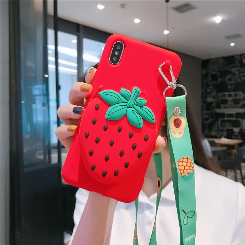 Для iPhone X XS чехол Heavy duty Удар Подставка бумажник чехол для iPhone 6, 6 S, 7, 8plus, XR XS MAX фрукты, авокадо ананас силиконовый чехол