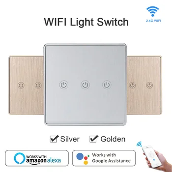 

Wifi Smart Wall Touch Light Switch Glass Panel Mobile APP Remote Control work with Amazon Alexa Google Home for smart life tuya