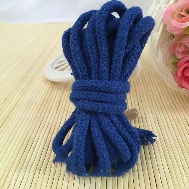 royal blue Meetee 20 м 5 мм тканая хлопковая веревка 16 нитей сплошной шнур для брюк талия крепкая веревка для одежды Сумочка DIY ремесла ручной работы аксессуар - Цвет: royal blue