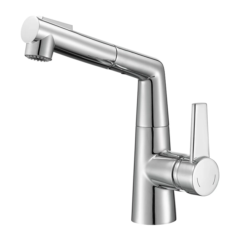

Copper Pull-Out Faucet Black Hot And Cold Water Taps 360 Degree Rotation Sink Faucet Bathroom Wash Basin Mixer Chrome Plating