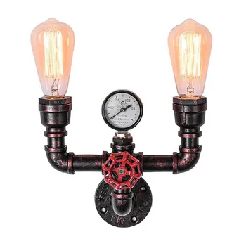 

Retro Wall Lamp Water Pipe Wall Light Vintage Industrial Iron Rust wall sconces Aisle Lights for Loft Cafe Living Room Bedroom