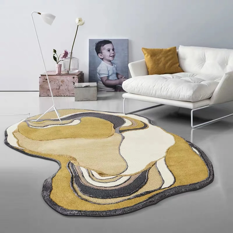 

Nordic style 3D pattern handmade wool blending rug, INS popular decoration carpet