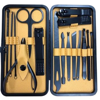 

16Pcs Nail Art Tools All for Manicure Sets Pedicure Care with Pusher Ingrown Nail File Polish Tweezer