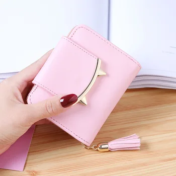 

New Ladies Wallet Women Short Personality Tassel Zipper Cute Coin Purse Student Small Wallet ID Card Holder MINI Card Wallet