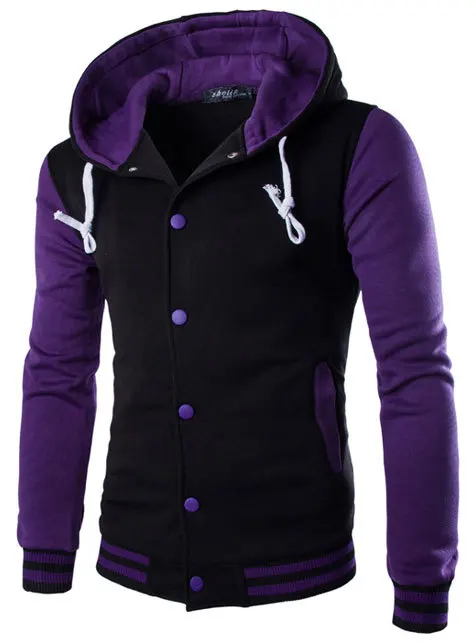 W69 purple Мужская толстовка с капюшоном, бейсбольная куртка, Мужская мода, дизайнерская Черная Мужская облегающая университетская куртка, брендовая стильная куртка для колледжа, Veste Homme - Цвет: W69 purple