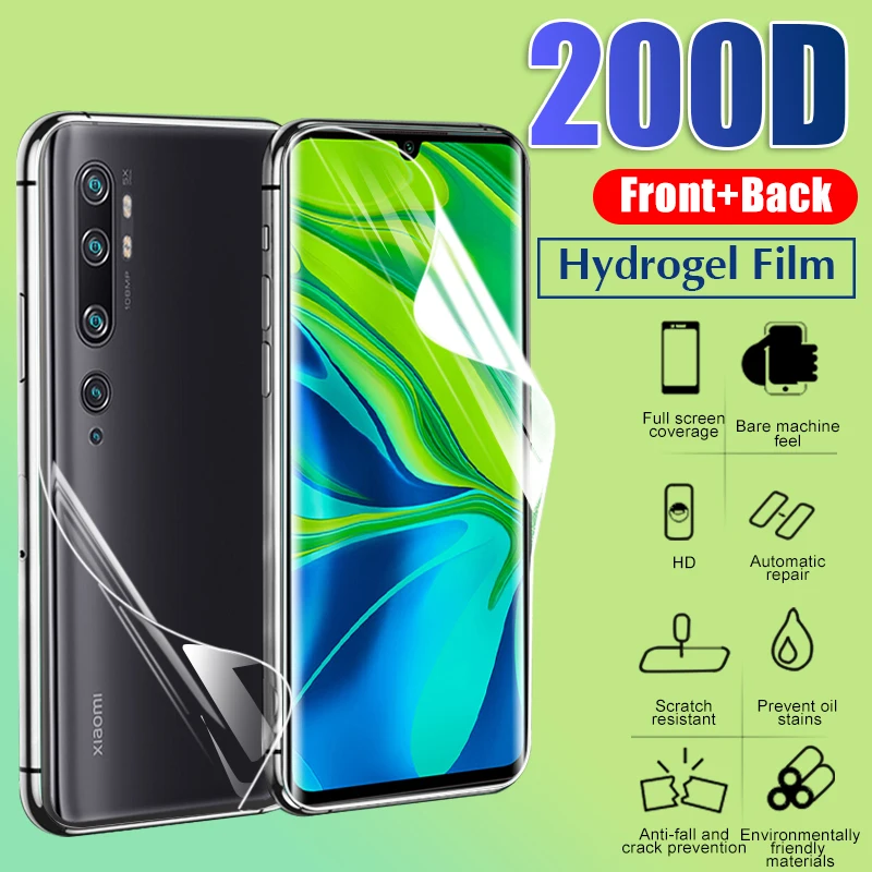 200D передняя + задняя Гидрогелевая пленка полное покрытие для Xiaomi Note 10 Pro 9T 9 SE CC9e A3