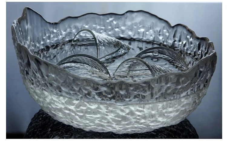 Large Size Glass Tea Basin Jianshui Transparent Japanese Style Hammer Washing Tea Basin bei xi Tea Leaf Bucket Kung Fu Tea Set A