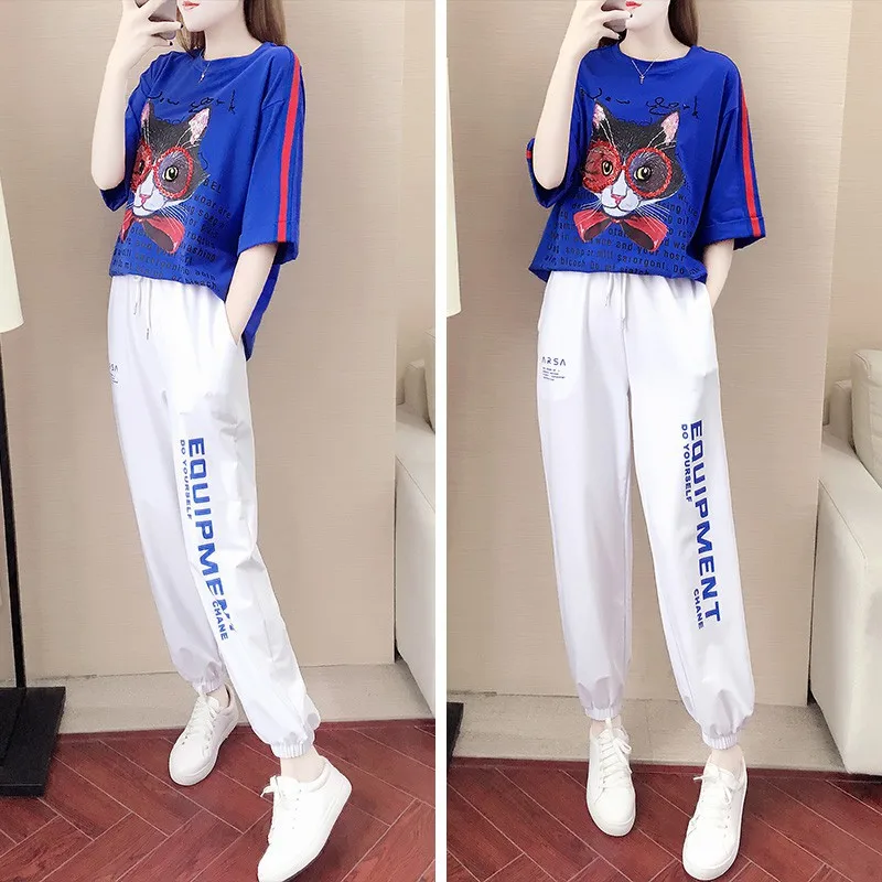 

Short Sleeve Sports WOMEN'S Suit 2019 Summer New Style Popular Brand Fashion Slimming Korean-style Loose-Fit Western Style Casua
