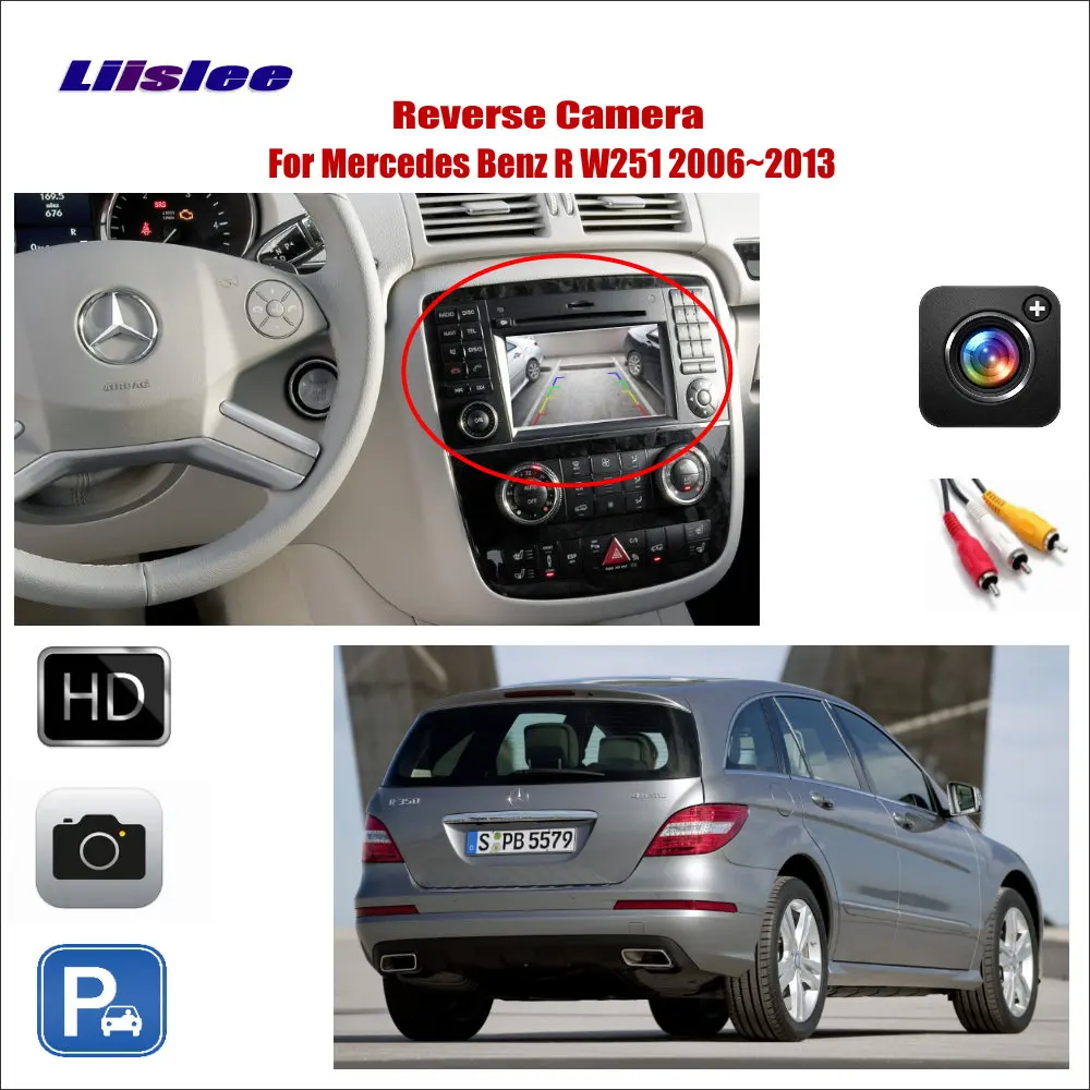 Для MB Mercedes Benz R Class W251 2006~ 2013 задний вид автомобиля камера совместима подключение заводской экран RCA адаптер
