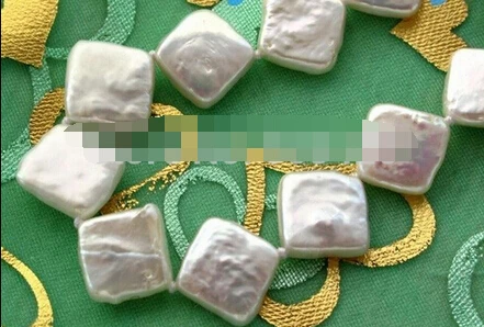 00547 12 мм белый квадратный пресноводный жемчуг ожерелье