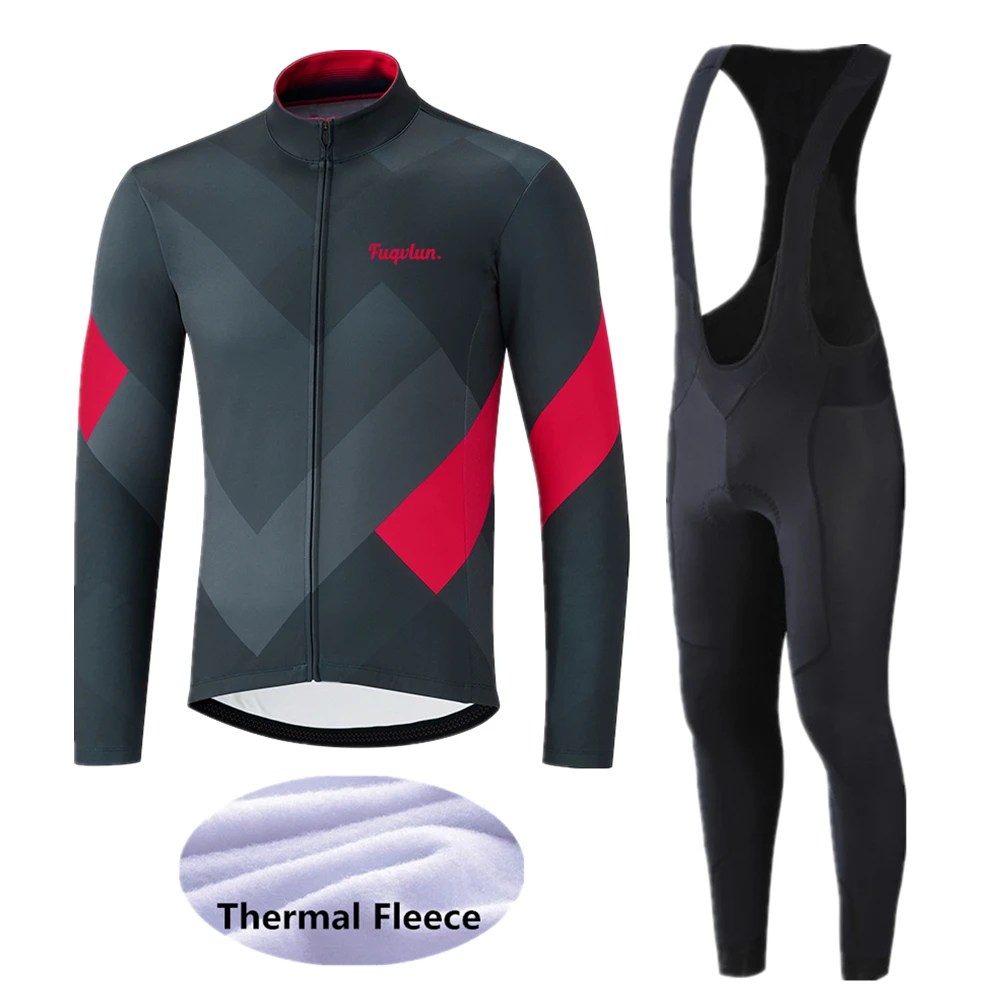 FUQVLUN, теплая велосипедная футболка, набор, Ropa Ciclismo Invierno, велосипедная одежда, Зимняя Теплая Флисовая велосипедная одежда, комплект для велоспорта - Цвет: Cycling Set