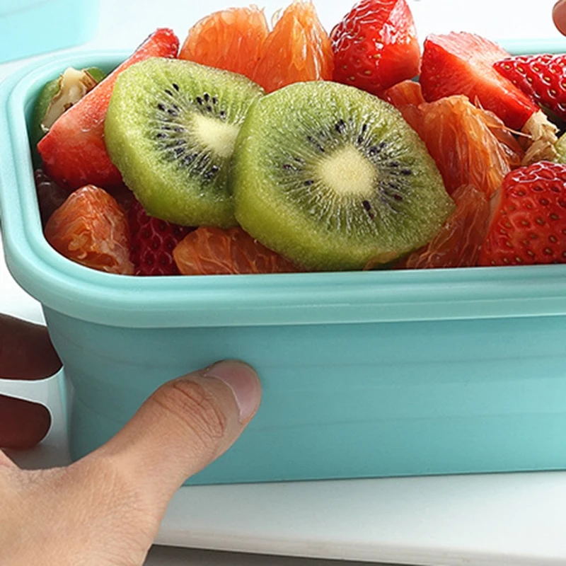 Открытый силиконовый Ланч-бокс квадратный Bento box холодильник герметичный ящик для хранения свежий ящик удобный складной переносной ящик с крышкой