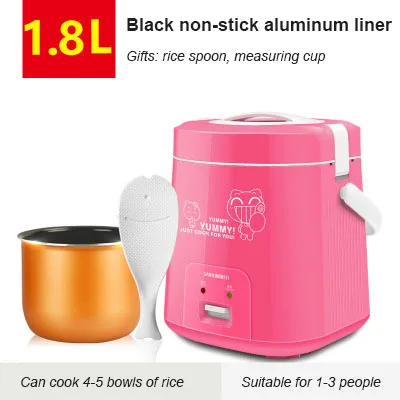Pink-1.8L-04 Kbxstart мини Рисоварка Бытовая теплоизоляция еда грелка многофункциональный Ланч-бокс общежитии электрическая кастрюля для тушения 1.2L/1.8L - Цвет: Pink-1.8L-04