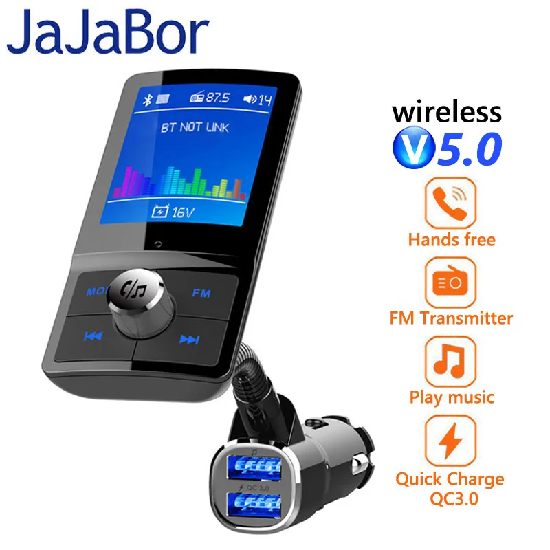 JaJaBor Bluetooth 5.0 Car Kit Handsfree Support Multi Language Large