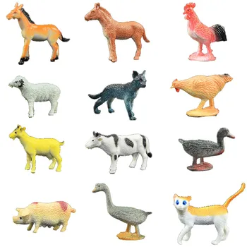 

12 PCs/set Pig Duck Plastic Action Figure Mini Mixed Farm Intelligence Toy Animal Model For Kid Simulation Poultry Ornaments