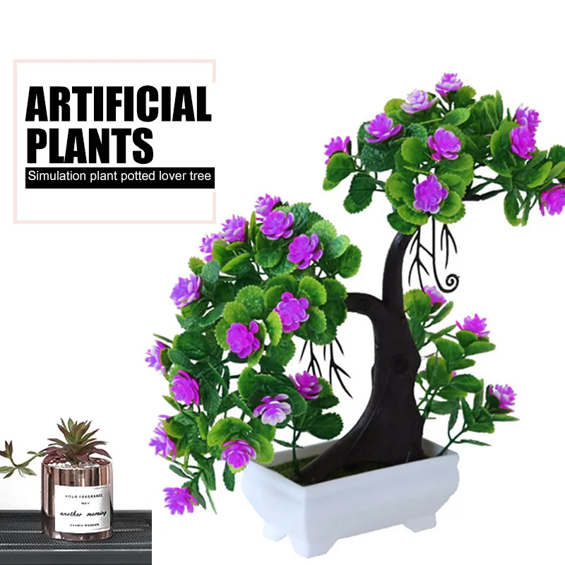 Modern Beautiful Office Sweetheart Tree Desktop Home Decoration Simulation Flower Simulated Potted Plants Plastic Ornament