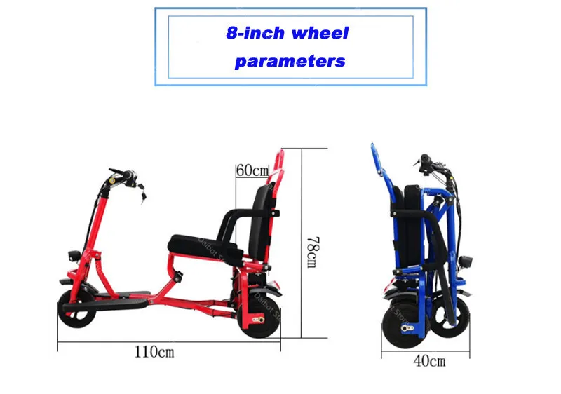 10 Inch Electric Tricycle Scooter Three Wheels Electric Scooters 36V48V 300W350W DisabledElderly Folding Electric Scooter (8)