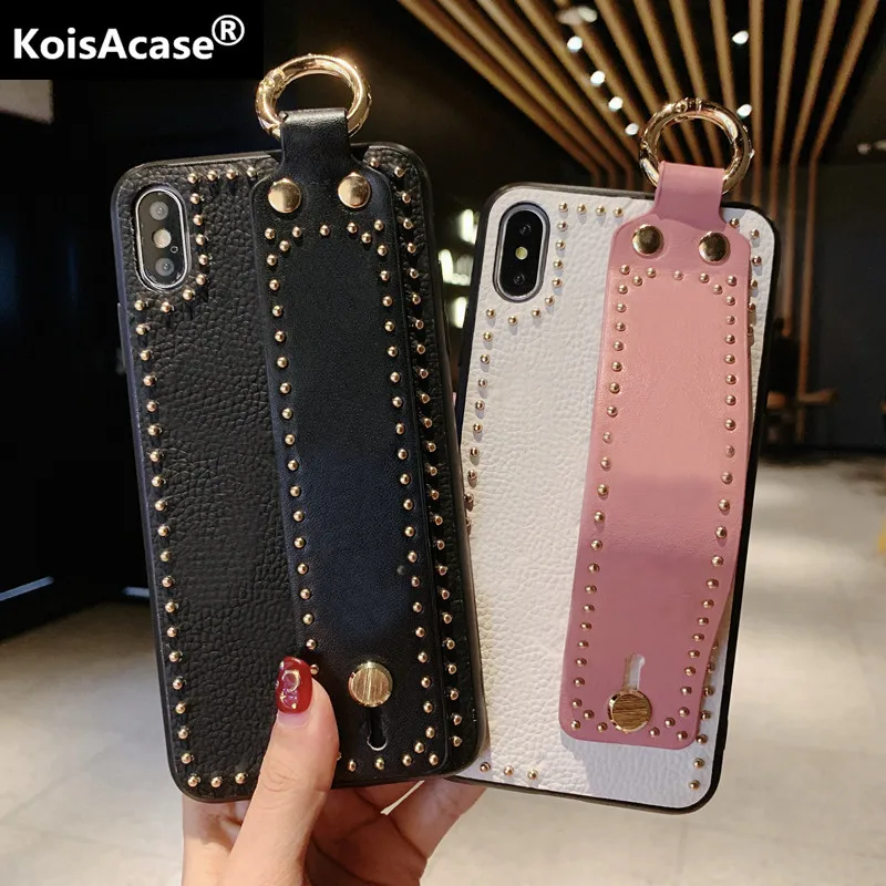 Fashion Portable Leather Phone Case for iPhone 11 11Pro X XR Max 6 6S 7 8 Plus Wrist Band Protective Cover Girls Gift | Мобильные