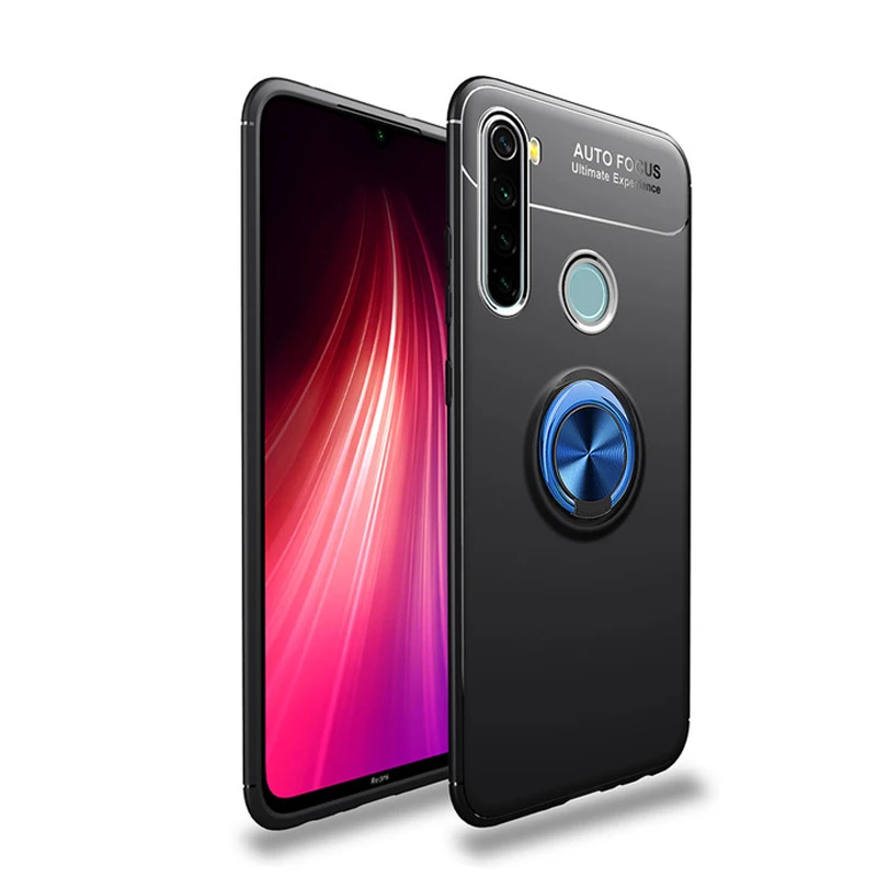 Black Blue Case Подставка с магнитным кольцом, чехлы для Redmi Note8T ксиоми редми нот8 про ноут8т, Мягкий ТПУ силиконовый чехол, чехол для Xiaomi Redmi Note 8 T, противоударный чехол s Note 8 T, NFC 6,3, чехол редми нот 8 т чехол - Цвет: Black Blue Case