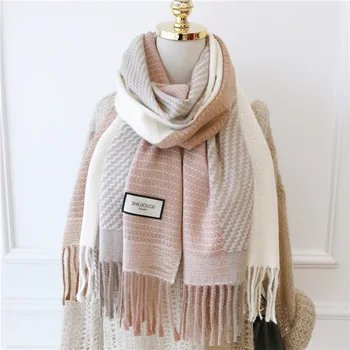 

2019 Korean version of Autumn and Winter Soft Waxy Texture Senior Coloured Lady Scarf,Soft Lady Scarf cashmere scarf