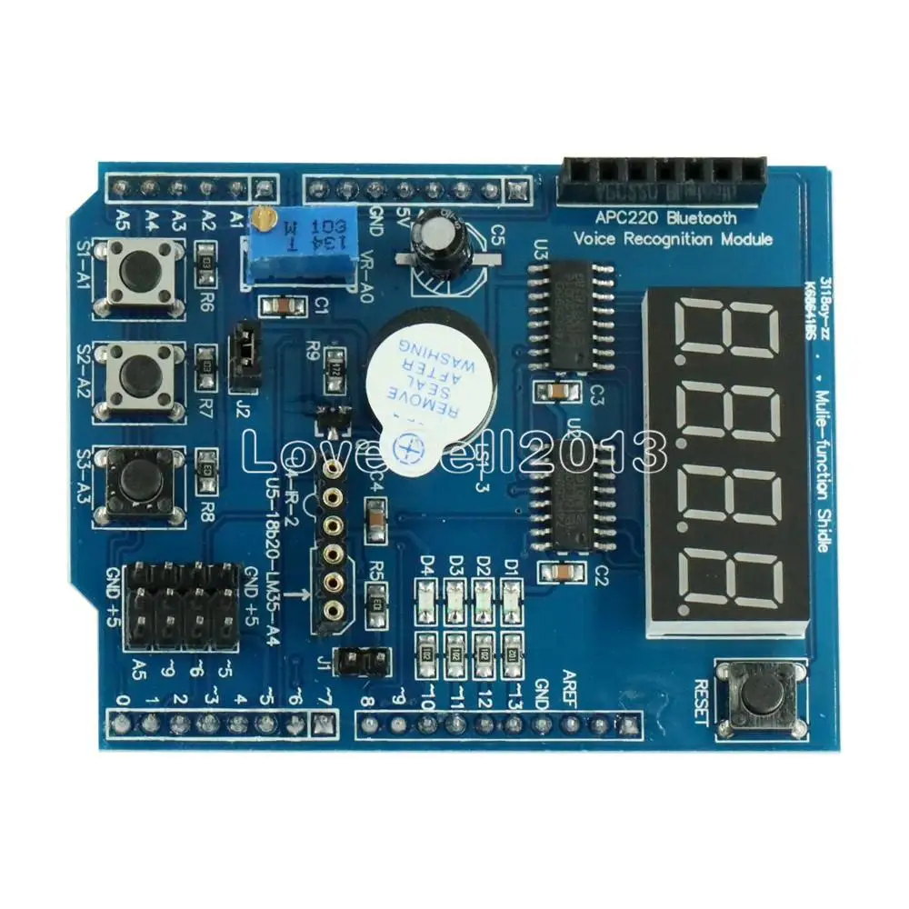 Multi Function Shield with Buzzer LM35 4 Digit Digital LED Expansion Board Voice Module for Arduino UNO R3 Lenardo Mega2560 | Электроника
