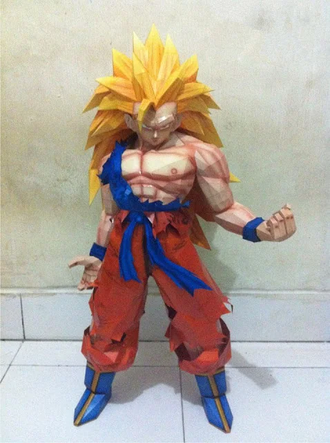 

55CM Paper Son Goku Model Toys Handmade DIY material creative Party show props tide decorate Image Gift Super Saya Dragon Ball