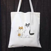 Иллюстрация животных серии Холщовая Сумка печать сумка с короткими ручками с логотипом многоразовые повседневное использование переработанная хозяйственная сумка эко сумка