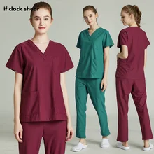 IF зубные скрабы салон красоты мужская униформа медсестры Летняя женская Больничная модная дизайнерская облегающая медицинская одежда набор