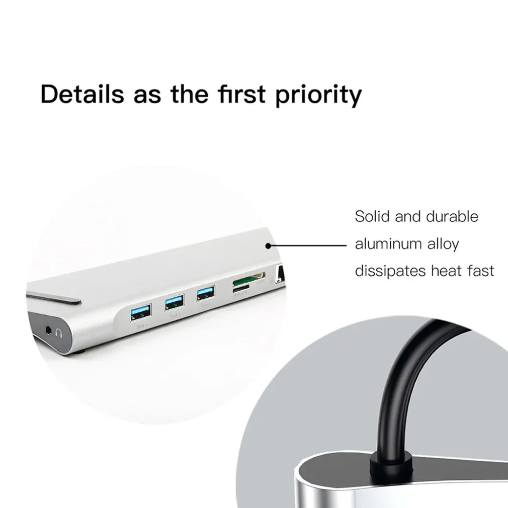 10 в 1 концентратор USB C 4K док-станция Тип C HDMI RJ45 Gigabit Lan PD 100 Вт блок питания концентратор Thunderbolt