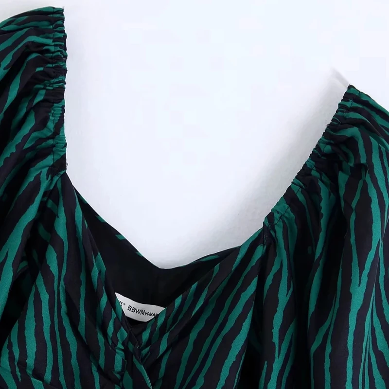 Fashion Printing Cascading Ruffle Women Mini Dress Autumn Leisure Lady Square Neck Lantern Sleeve Dresses D3713